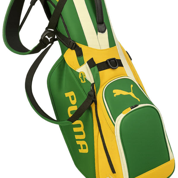 a golf bag on a stand