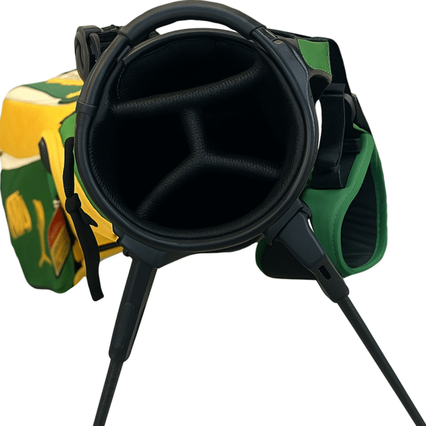 a golf bag on a stand