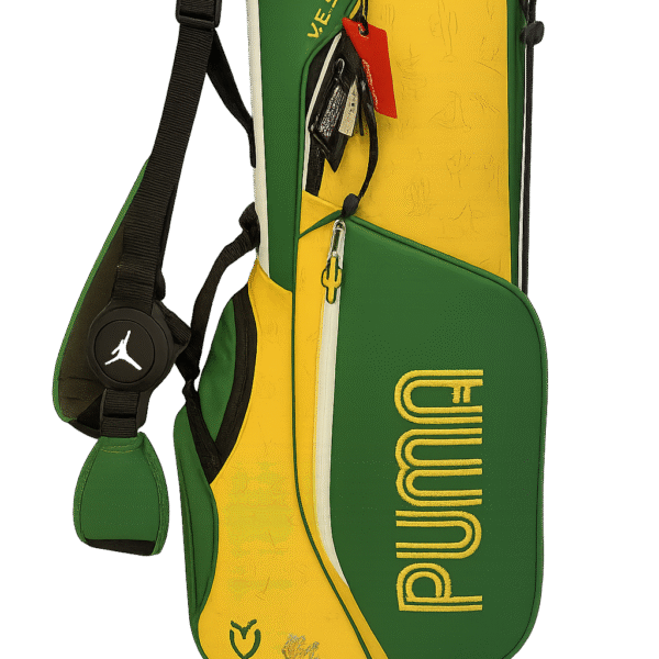 a golf bag on a stand