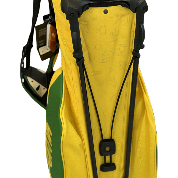 a golf bag on a stand