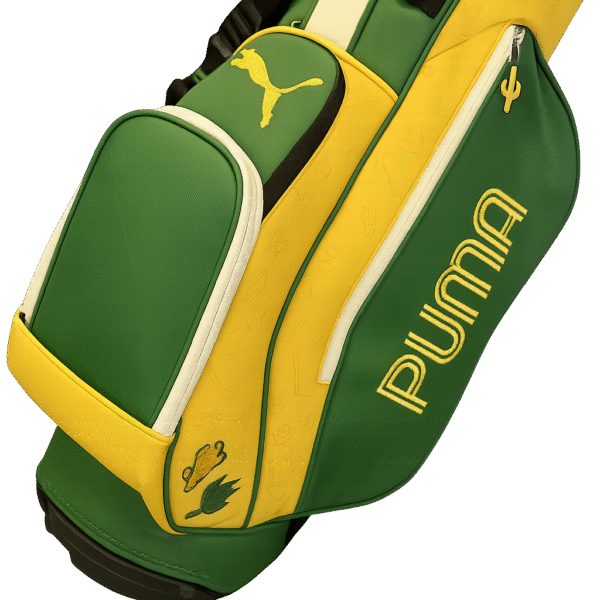 a golf bag on a stand