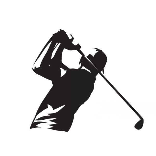 Silhouette of a golfer in full swing