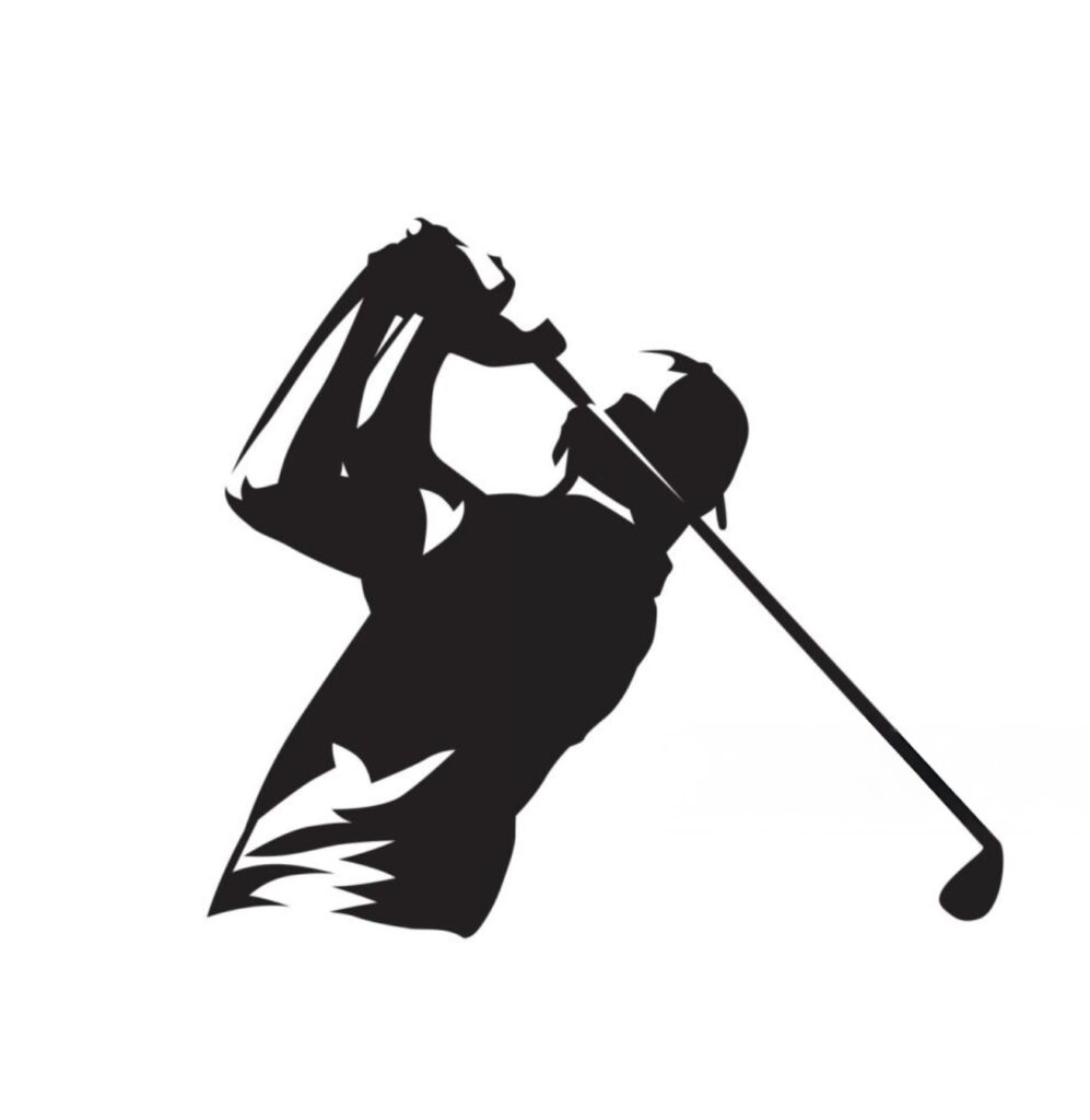 Silhouette of a golfer in full swing