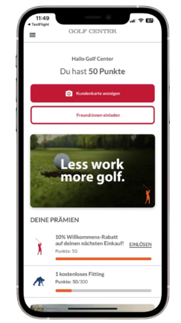 Golf Center Loyalty App